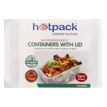 Hot Pack Microwave Container Rect 750Ml (W/Lid)